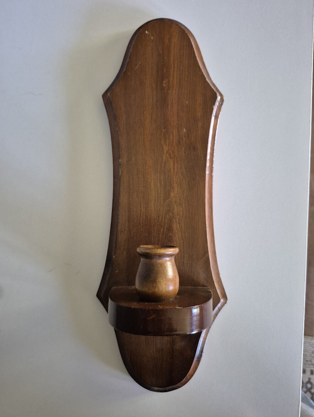 Vintage Wood Wall Sconce Shelf in Brown